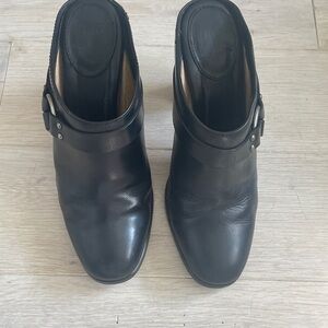 Frye black mule heels size 8